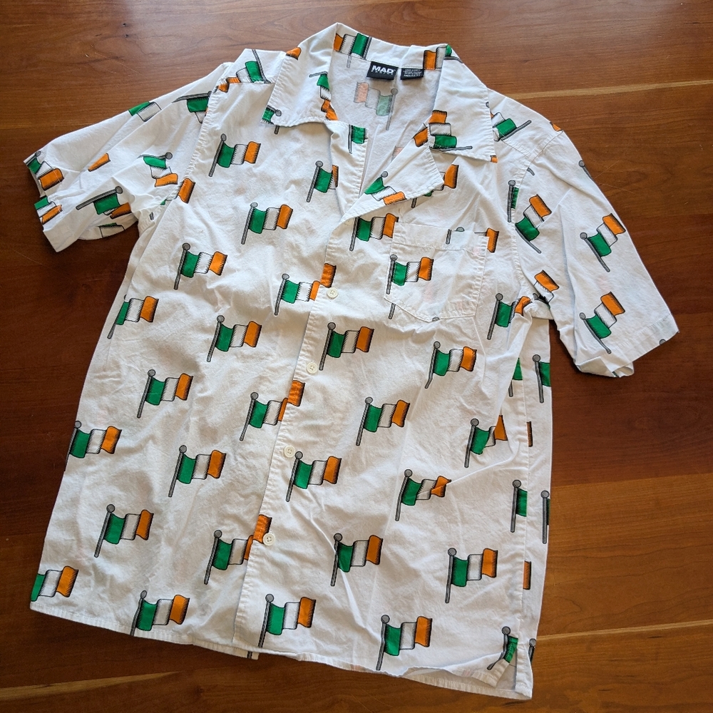 Mad Engine Irish flag button-down shirt